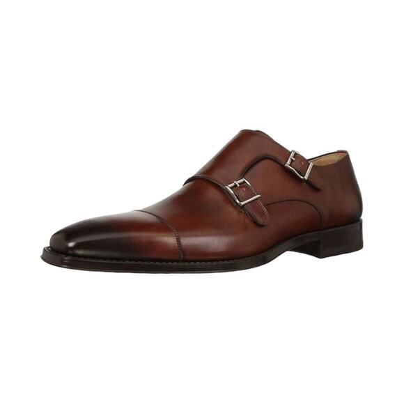 Magnanni Men\'s Cotillas II Monk Strap Leather Shoes Cognac Brown Size 9.5 main image 4